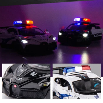 1:32 Bugatti Divo policijski automobil Visoke Simulacija Livenja Pod Pritiskom Od Metalne Legure Model automobila Zvuk Svjetlo Povući Zbirka Dječja Igračka