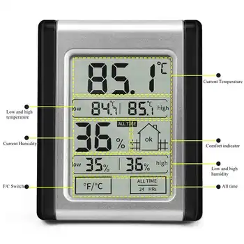 Amvolta Digitalna vremenska stanica LCD Zaslon Unutarnji Zgodan Senzor Temperature Mjerač Vlage Termometar Hygrometer Senzor