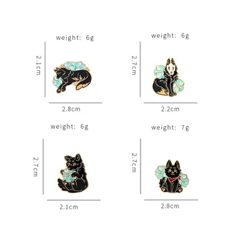 Crna lisica Pin igle cakline broš Vuk pin za ruksak odjeća ikone crtani životinja nakit poklon za prijatelja djece