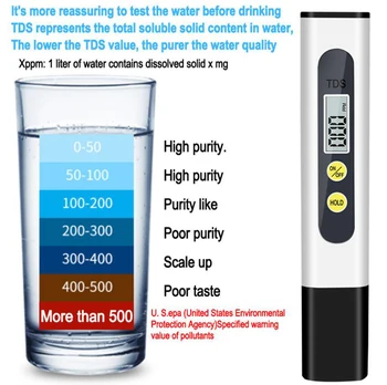 Prijenosni TDS water Ručni quality test pen Digitalno Brojilo za Vodu Filter Za Mjerenje Kvalitete Vode Tester Čistoće Za Akvarij Bazen