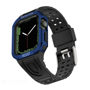 Remen Za Apple Watch band 45 mm 41 mm 38 mm 42 mm 44 mm 40 mm Silikonska narukvica Za Iwatch Series 7 6 54321 SE Narukvica od TPU + Torbica za PC