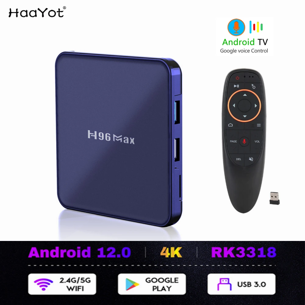 H96 MAX V12 Smart TV Box Android 12 4GB 64GB 32GB Rockchip RK3318 Support  1080p 4K